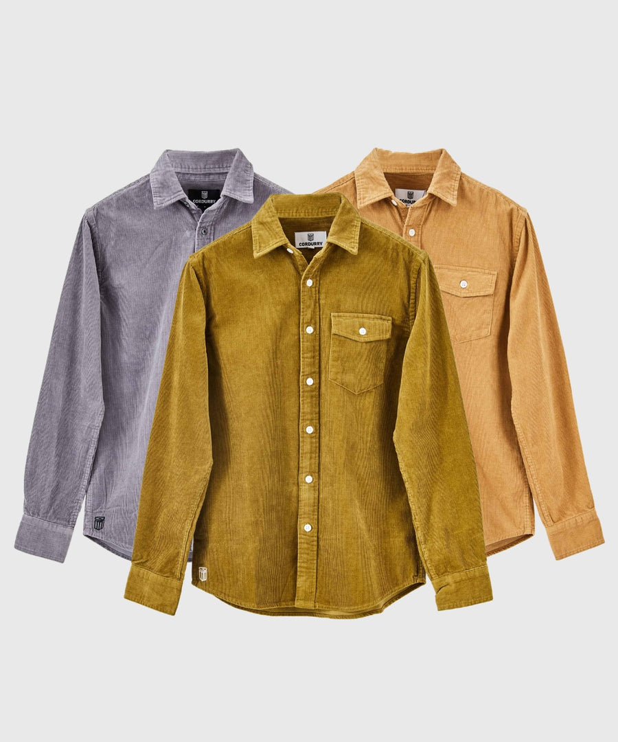 The Overshirts 3-Pack | Charcoal + Toast + Olive - Cordurry